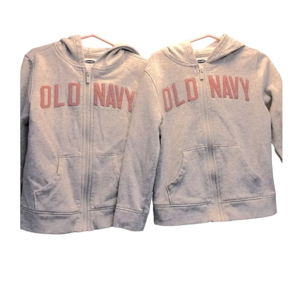 Old Navy zip up hooded sweatshirt, gray/pink, 5T (2 available)